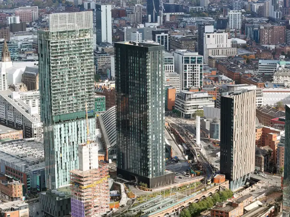 Manchester city skyline showing modern buildings and urban lifestyle